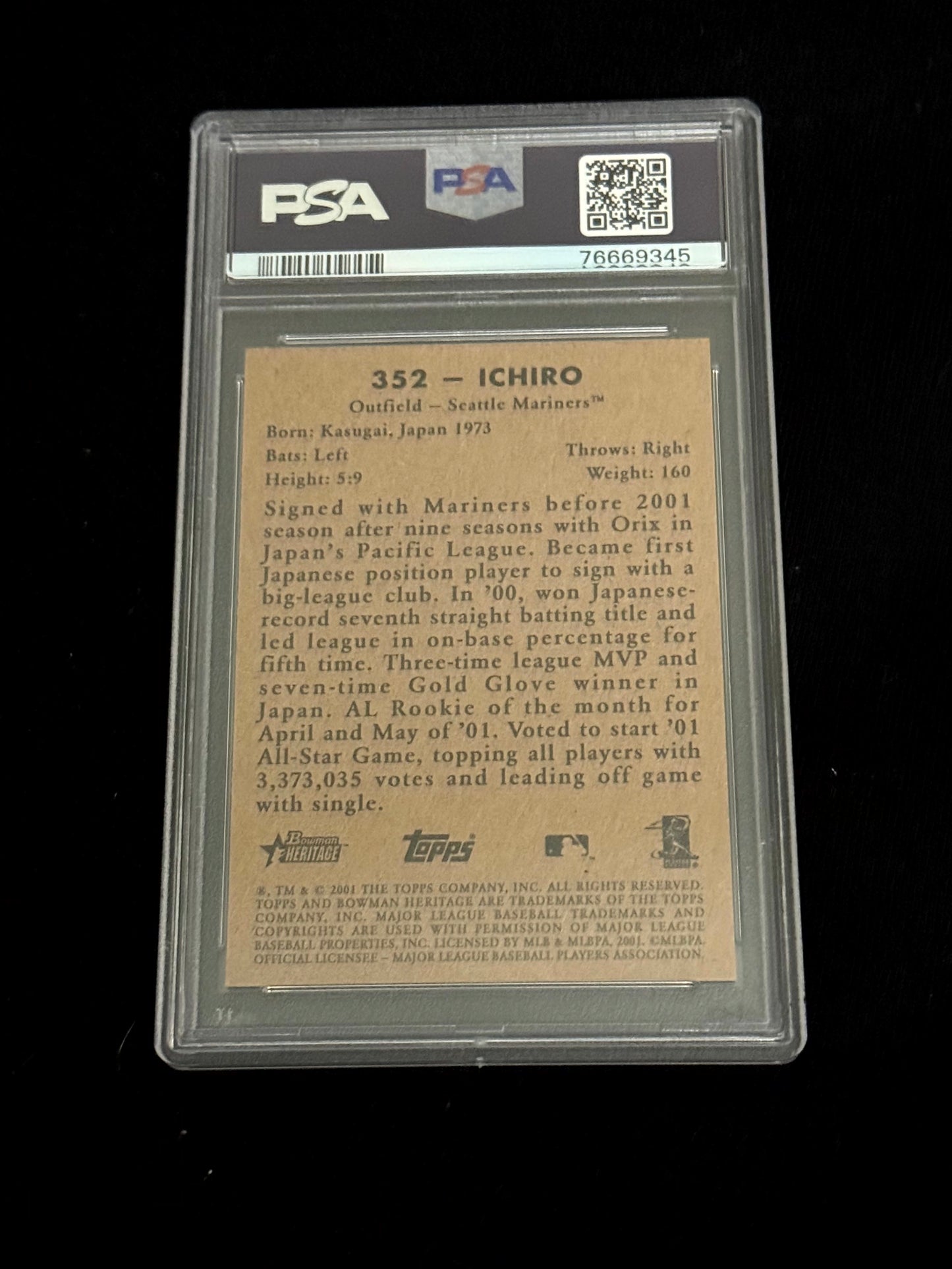 2001 Bowman Heritage Ichiro Rookie Card – PSA 8