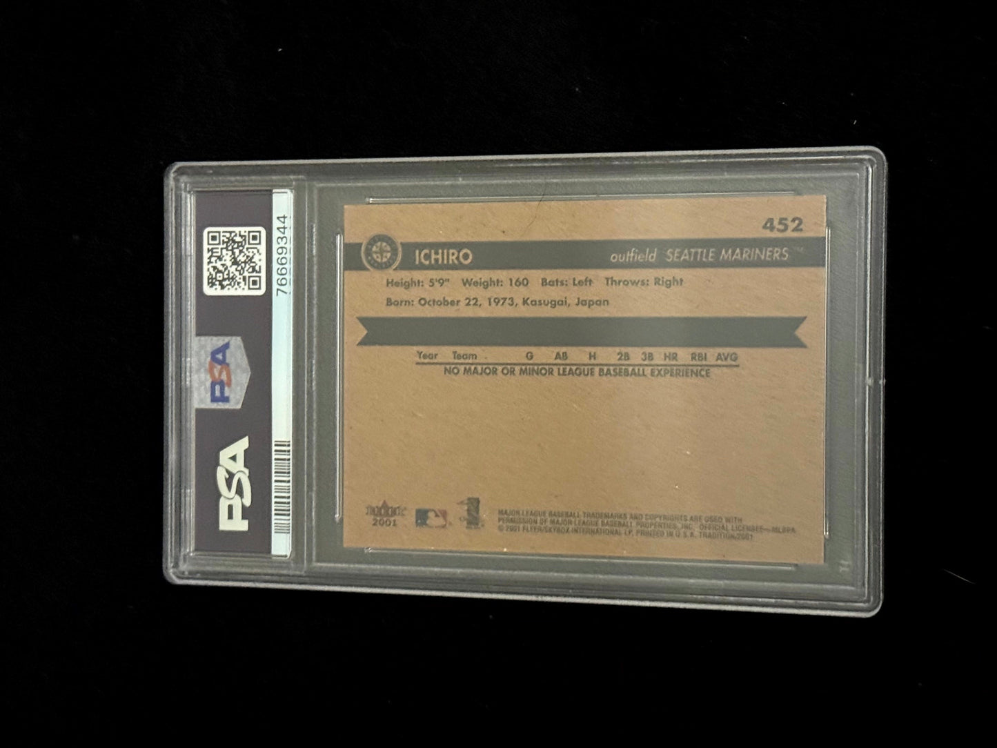 2001 Fleer Tradition Ichiro Rookie Card – PSA 9
