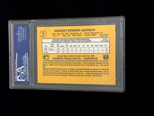 1987 Leaf Bo Jackson Rookie Card – Kansas City Royals – PSA 9