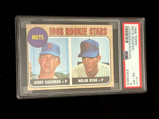1968 Topps Mets Rookie Stars – Nolan Ryan / Jerry Koosman Rookie Card – RC PSA 6