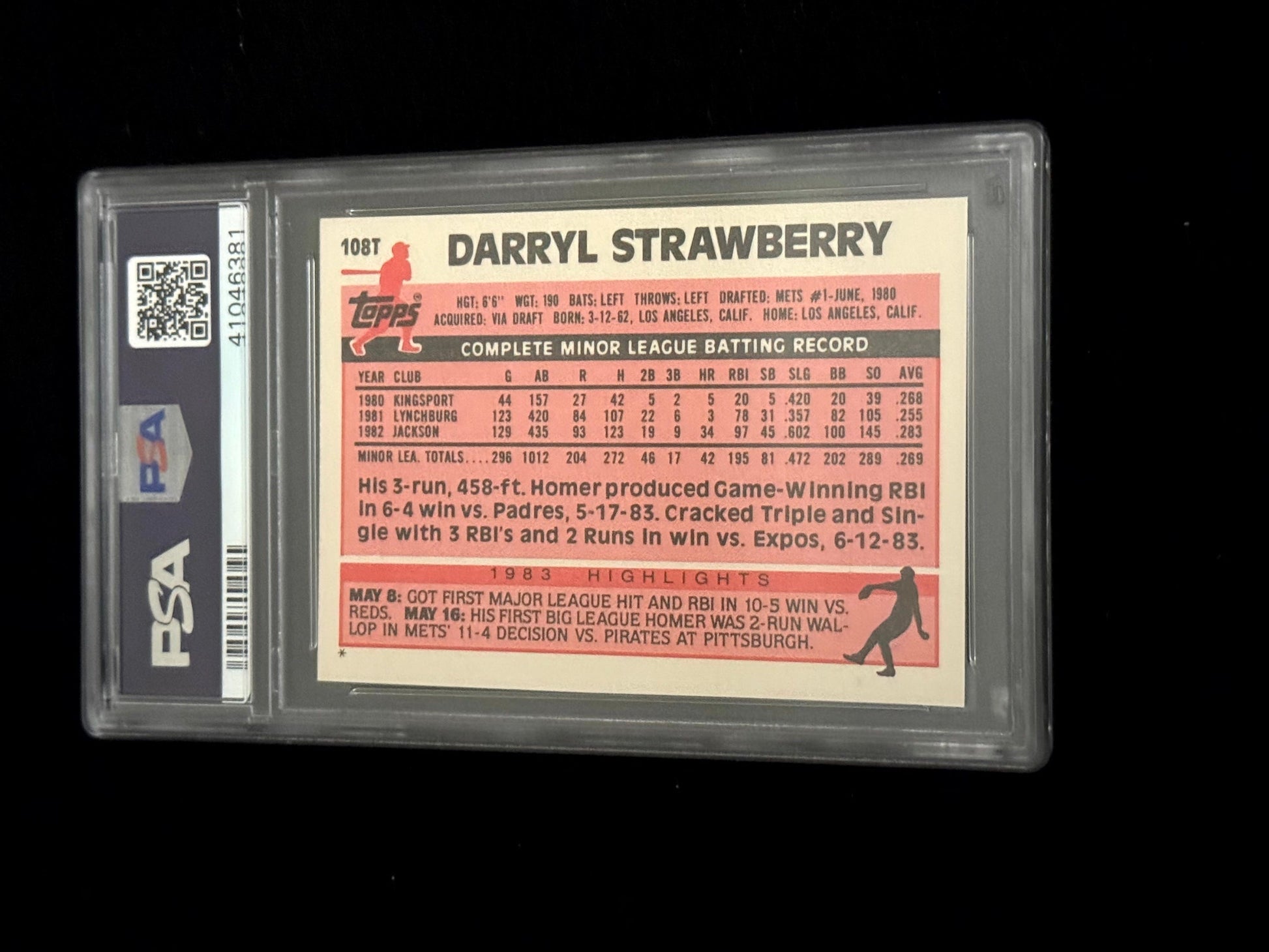 1983 Topps Traded Darryl Strawberry Rookie – PSA 9