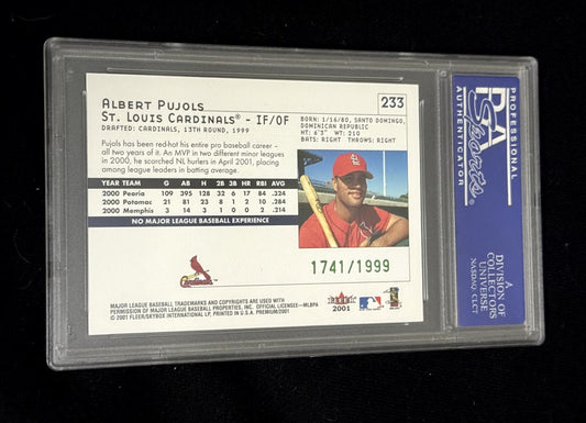 Albert Pujols 2001 Fleer Premium Rookie Card – PSA 8 /1999