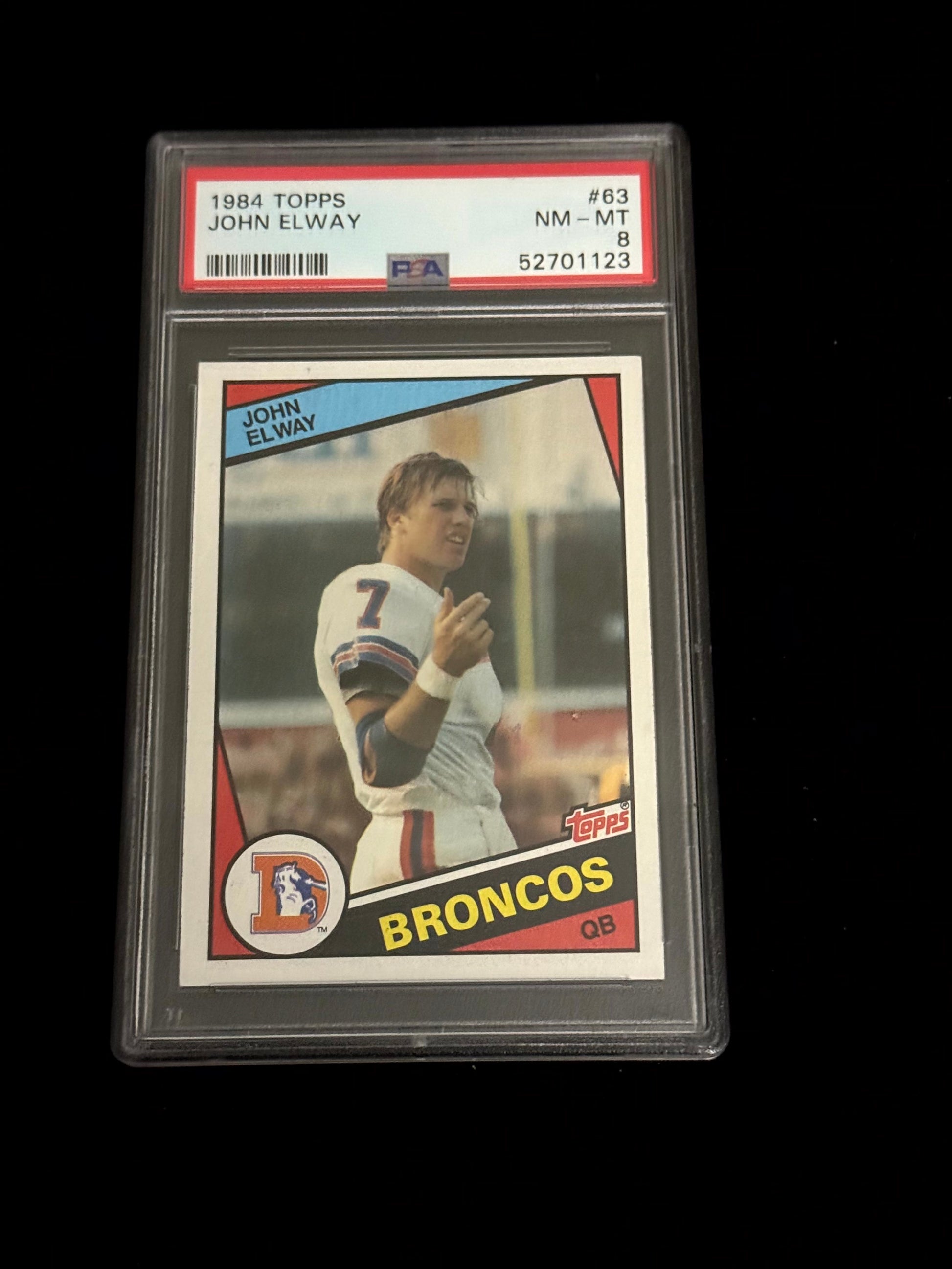 1984 Topps John Elway Rookie Card – Denver Broncos – PSA 8