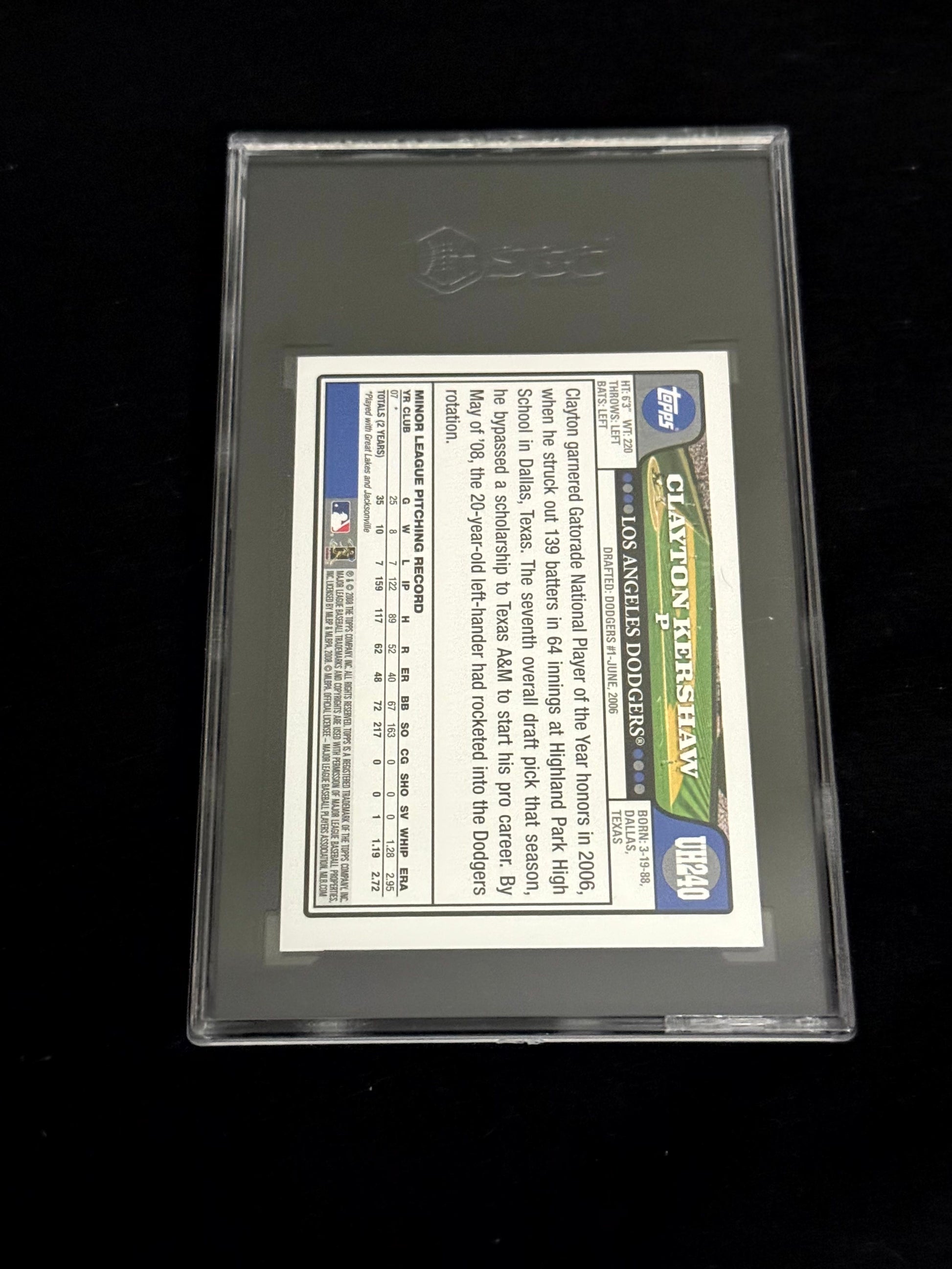 2008 Topps Updates & Highlights Clayton Kershaw Gold Foil Rookie Card – Los Angeles Dodgers – SGC 9