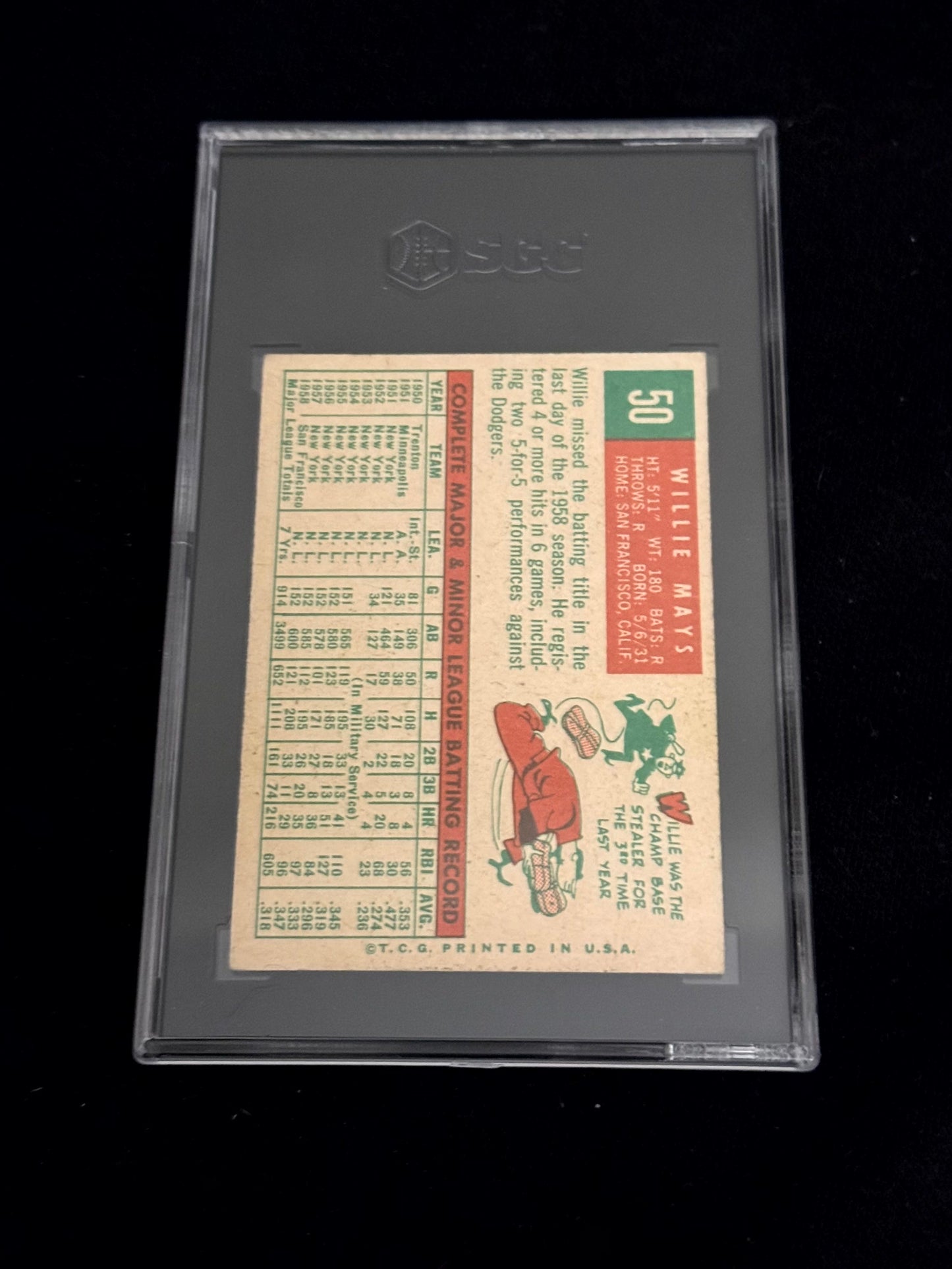 1959 Topps Willie Mays – SGC 4.5 – San Francisco Giants