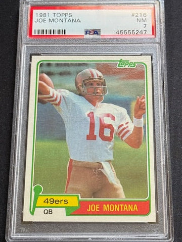 1981 Topps Joe Montana rookie card PSA 7 graded San Francisco 49ers #216
