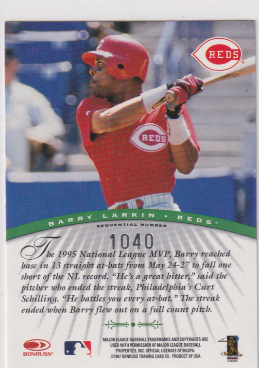 Barry Larkin Autograph – 1997 Donruss Signatures Millennium Marks – Hall of Fame - New England Consignment and Collectables
