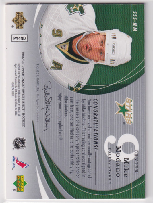 Mike Modano Autograph – 2007-08 Upper Deck Sweet Shot – NHL Hall of Fame – /25 - New England Consignment and Collectables