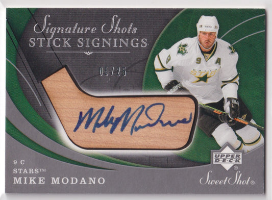 Mike Modano Autograph – 2007-08 Upper Deck Sweet Shot – NHL Hall of Fame – /25 - New England Consignment and Collectables