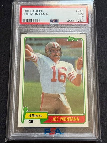 1981 Topps Joe Montana rookie card PSA 7 graded San Francisco 49ers #216