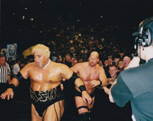 Rikishi and Steve Austin WWF Boston 2000 original arena photo