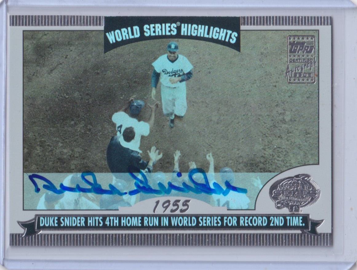 Duke Snider Autograph – 2004 Topps World Series Highlights – Hall of Fame - New England Consignment and Collectables