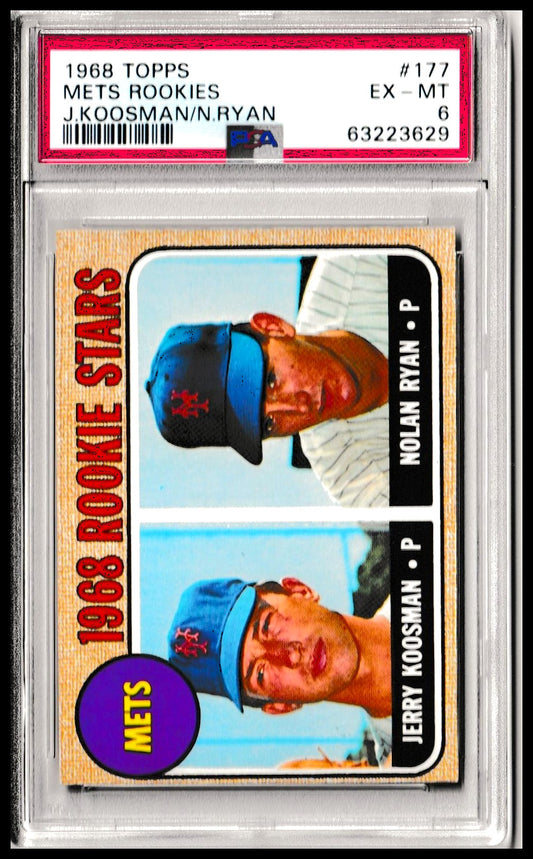 1968 Topps Mets Rookie Stars – Nolan Ryan / Jerry Koosman Rookie Card – RC PSA 6