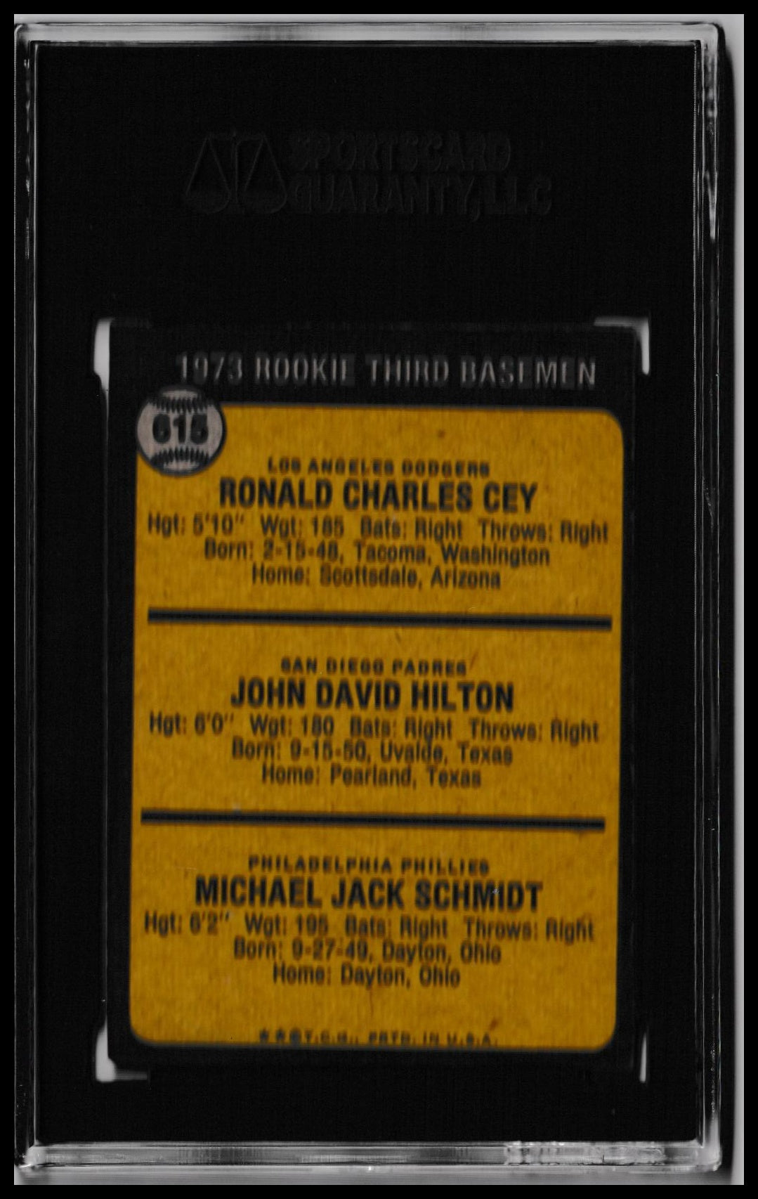 1973 Topps Mike Schmidt Rookie Card – Philadelphia Phillies – RC SGC 84 NM 7