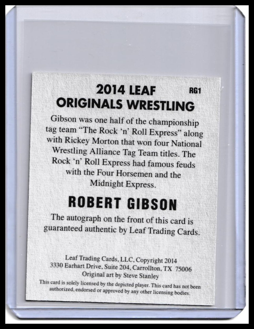 2014 Robert Gibson Leaf Originals Wrestling On-Card Autograph Card