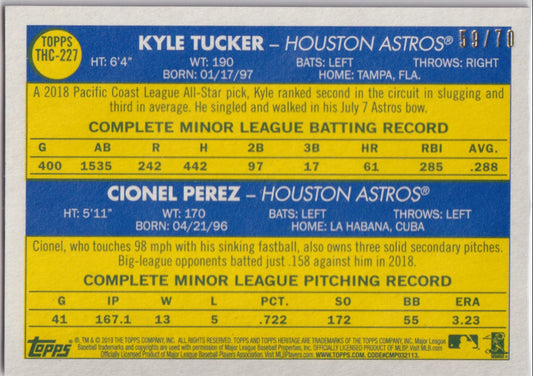 2019 Topps Heritage Kyle Tucker rookie card black border /70 Astros Cionel Perez