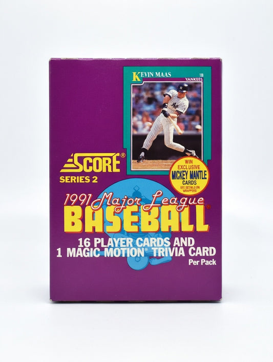 1991 Score Baseball Series 2 Wax Box – Mickey Mantle Autograph & Insert Chase – Unopened